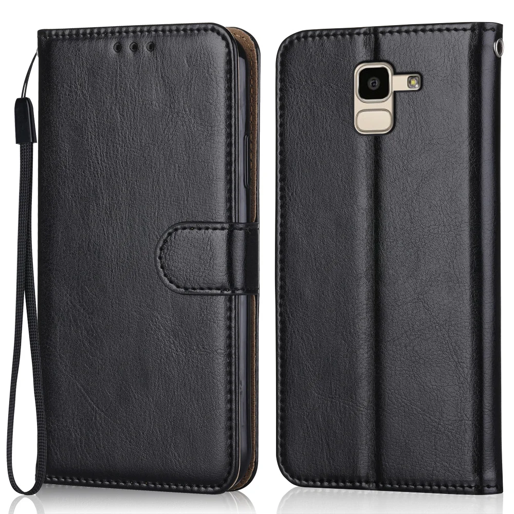 

Folio Luxury Leather Case for On Samsung Galaxy J6 2018 J600 J600F SM-J600F Wallet Stand Flip Case Phone Bag with Strap