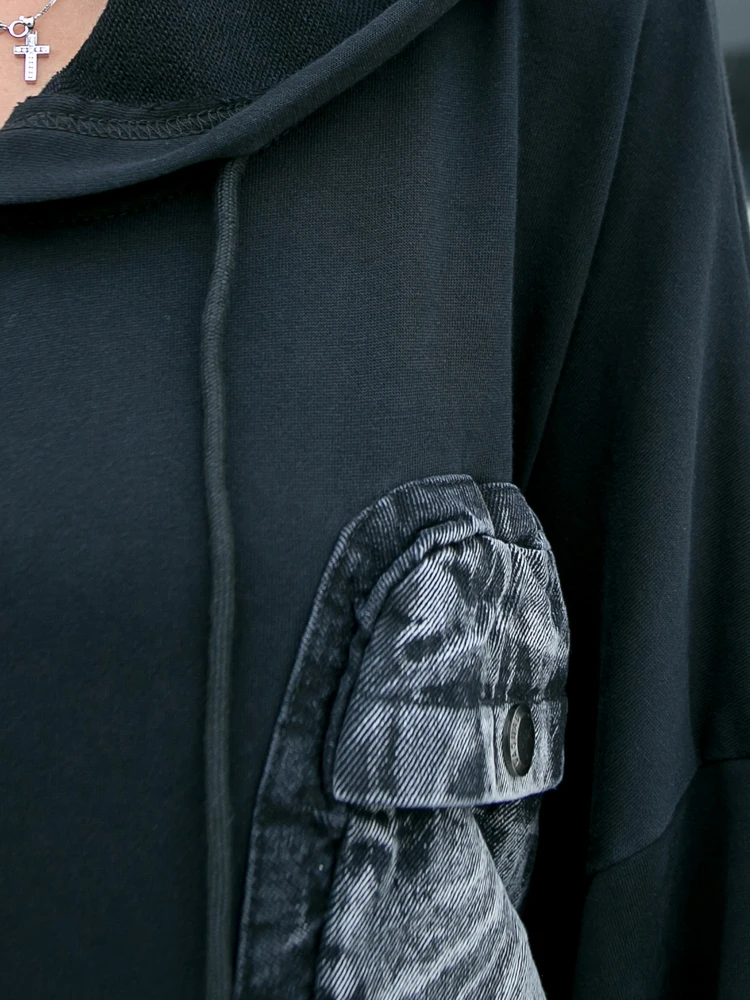 

Streetwear Fashion Hooded Loose Sweatshirt Women Autumn New Mid Length Full Coat