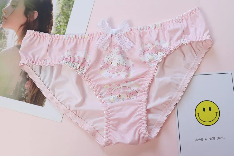 Soft Girl Cartoon Underwear Set Japanese Sweet Lolita Anime Cute Lace Bow Rabbit Ears Bra & Panties Set Pink Intimates Set