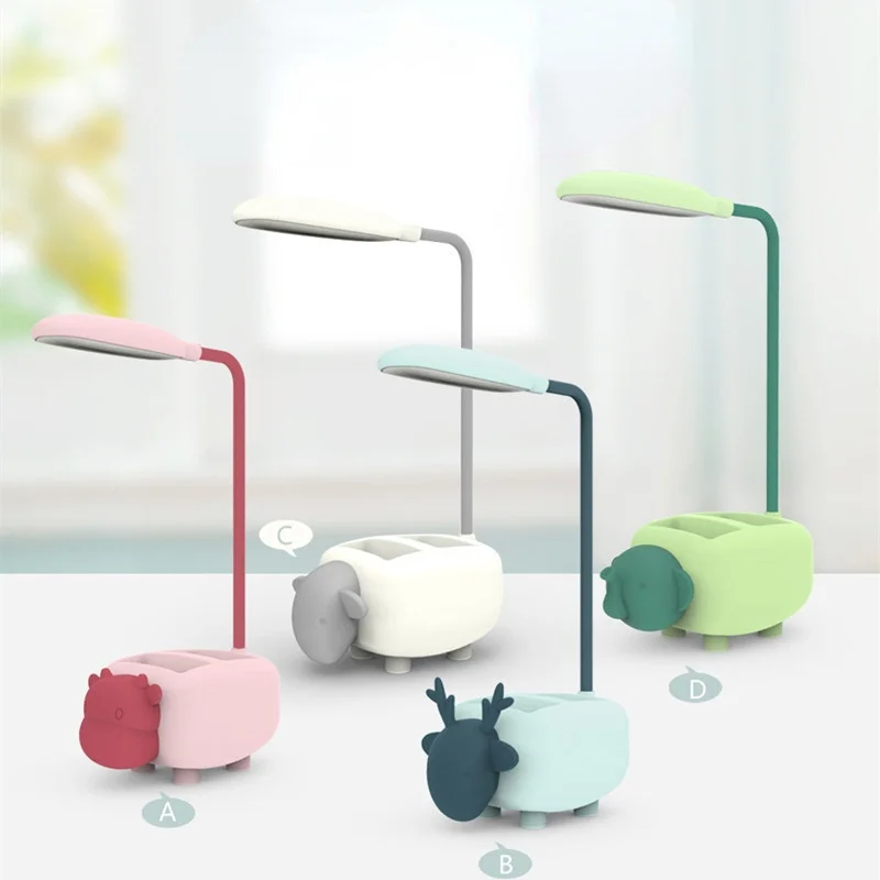 

Cartoon Cute Pet Animal Bear Pig Cat Dog Usb Recharge Battery Led Table Night Light Child Eye Protection Warm White Desk Lamp