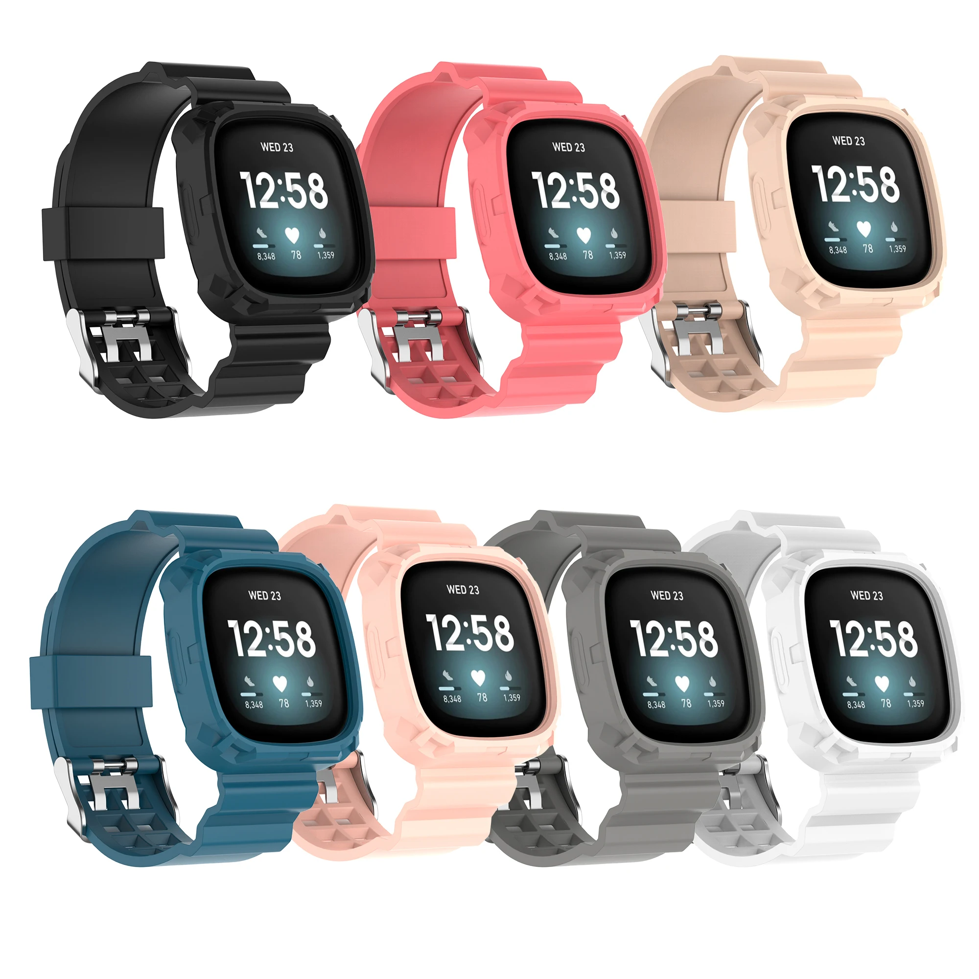

For fitbit versa 3 band silicone breathable watch strap Versa3 integrated all-inclusive watchband for fitbit sense bands