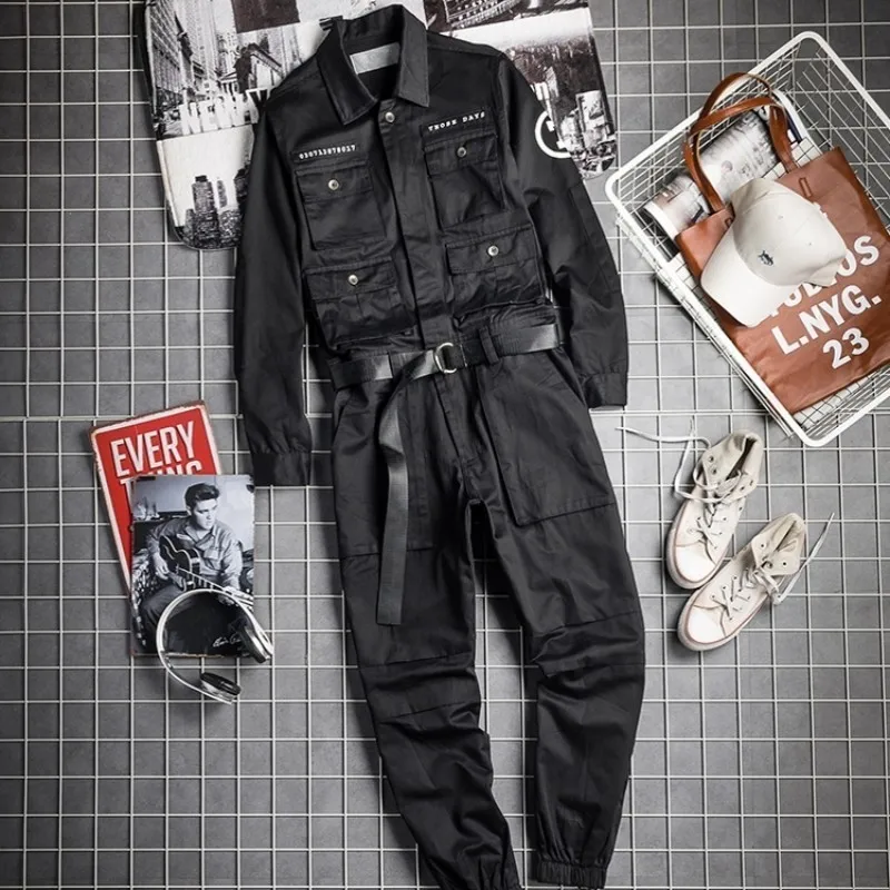 2020 осенние мужские комбинезоны в стиле хип хоп с длинным рукавом цельные