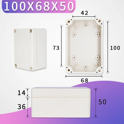 100X68X50 Водонепроницаемый пластиковый корпус, чехол для электронного инструмента, коробка для электрического проекта, наружная распределительная коробка, корпус 263*185 - Цвет: 100X68X50