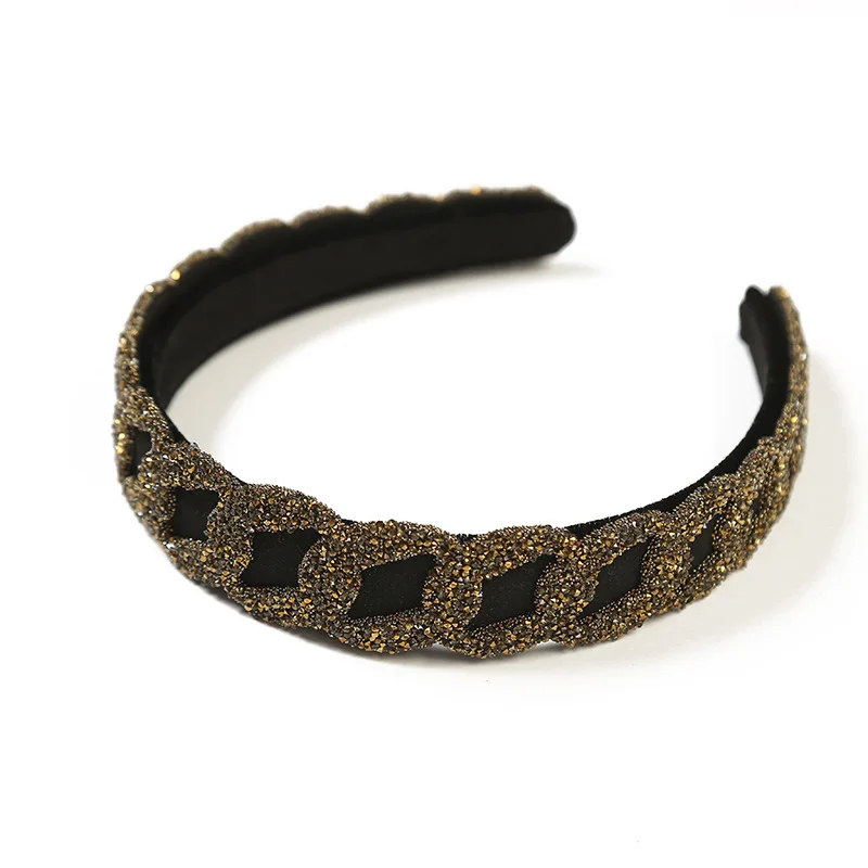 

New Korean Retro Style Headband Glittering Cross Temperament Women's Rhinestone Fashion Headband