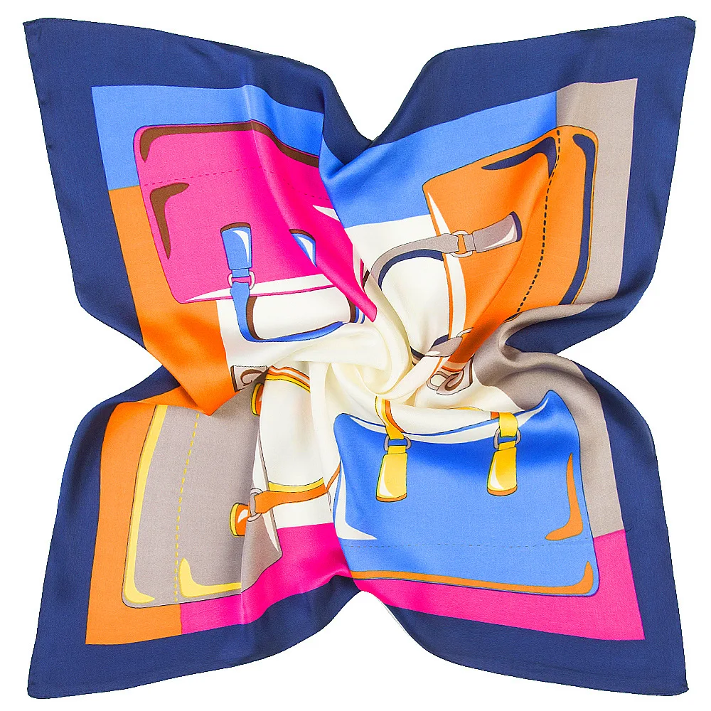 Платок Шелковый женский квадратный 33 цвета летний с модным принтом ML15 2021 - купить