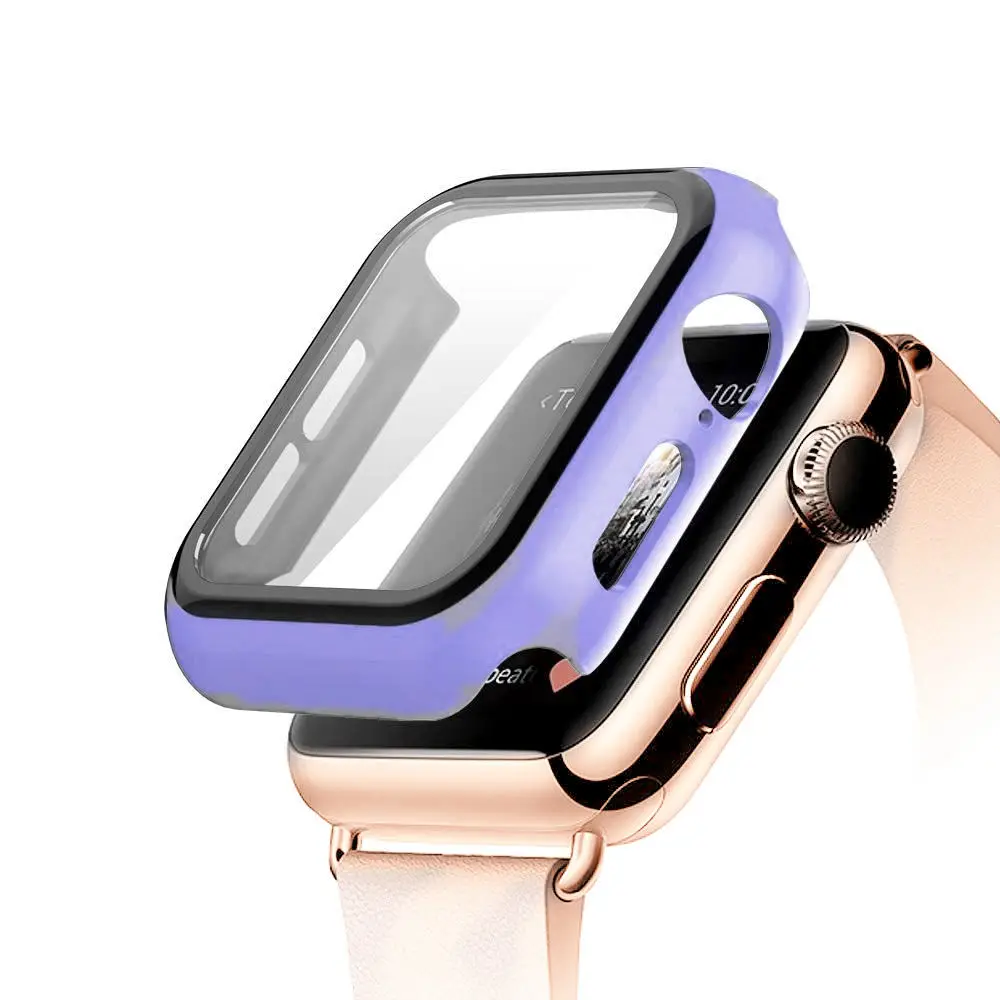 sea blue Защитный чехол для apple watch 44 мм 40 мм iWatch 5 4 3 2 1 42 мм 38 мм закаленное стекло+ чехол бампер аксессуары для apple watch - Цвет: sea blue