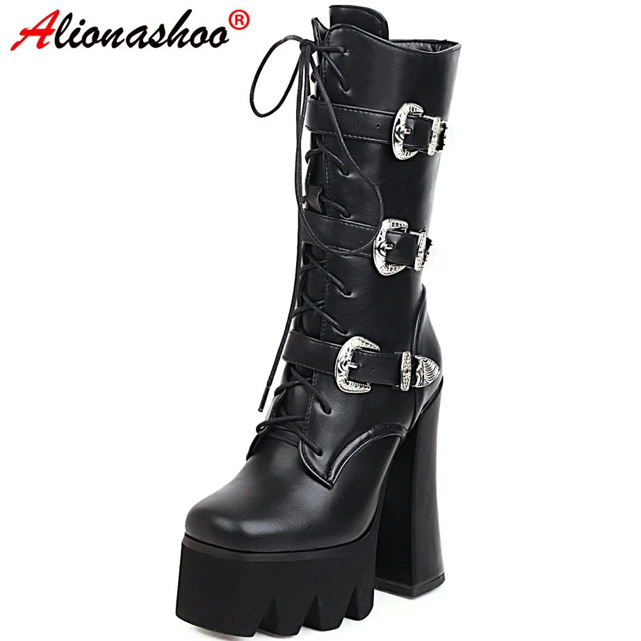 Пикантные ботинки на платформе и очень высоком каблуке 15 см женские ботильоны