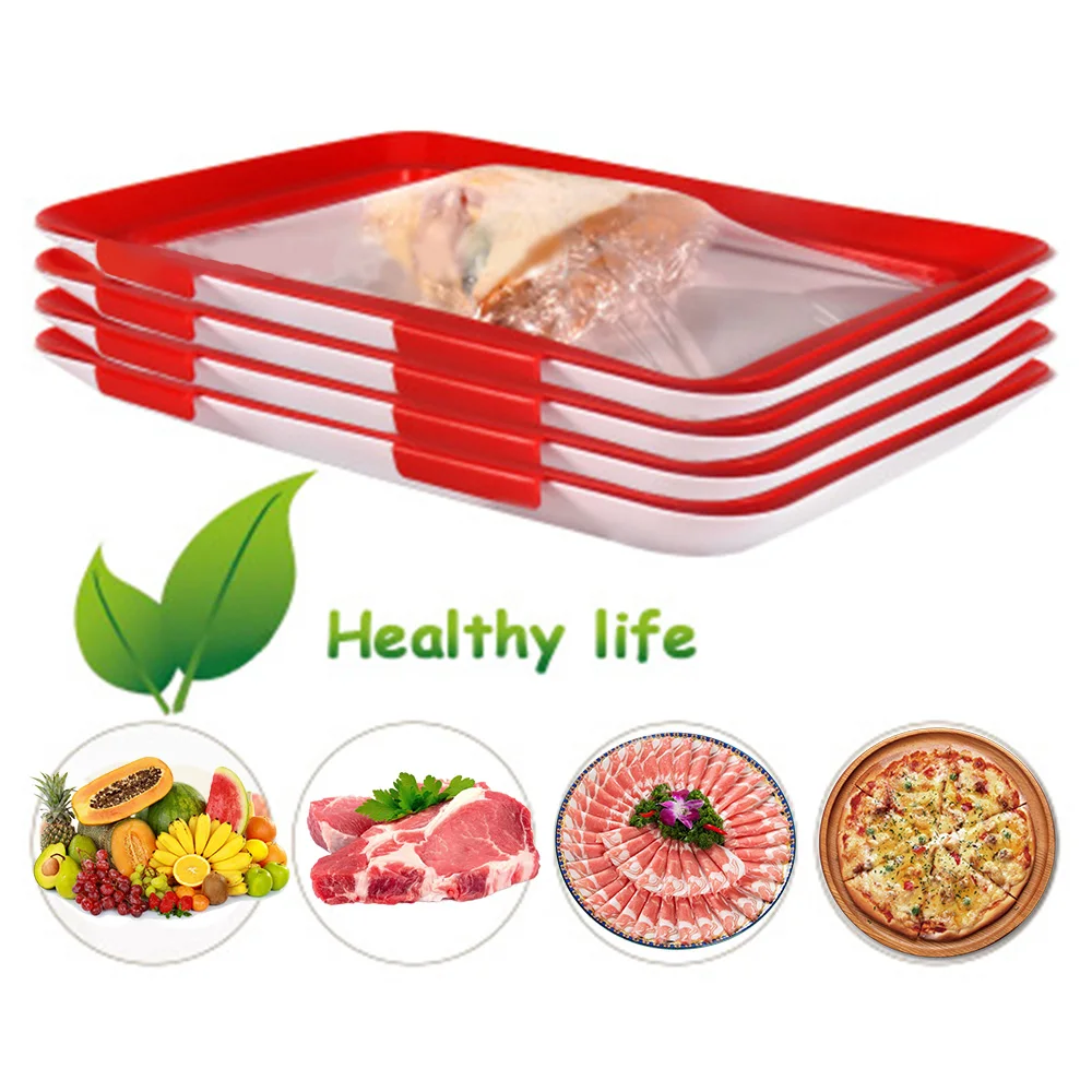 

Creative Food Trays Storage Keeping Fresh Spacer Organizer Food Preservate Refrigerator Food Cover Plates Kitchen Tool
