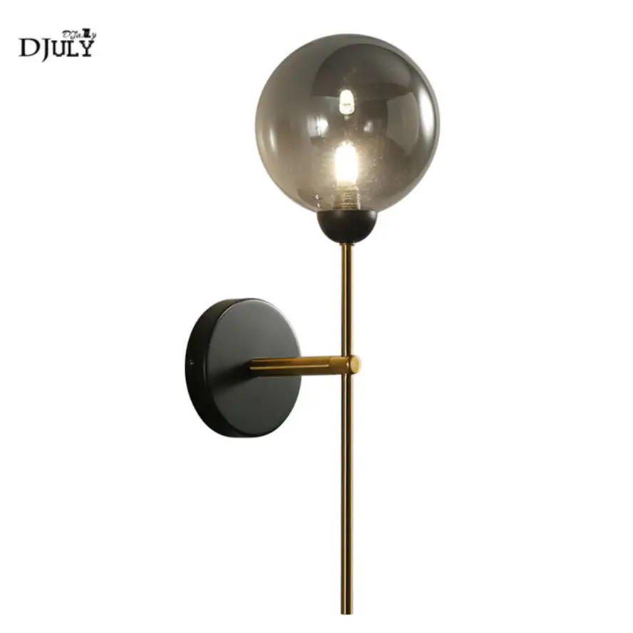 Американский роскошный дымчато серый стеклянный настенный светильник в форме