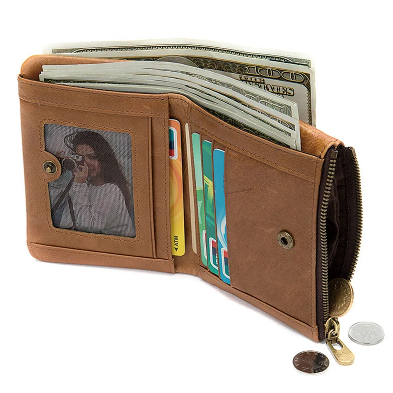 Кошелек из натуральной кожи для мужчин и женщин мягкой коровьей короткий двойной