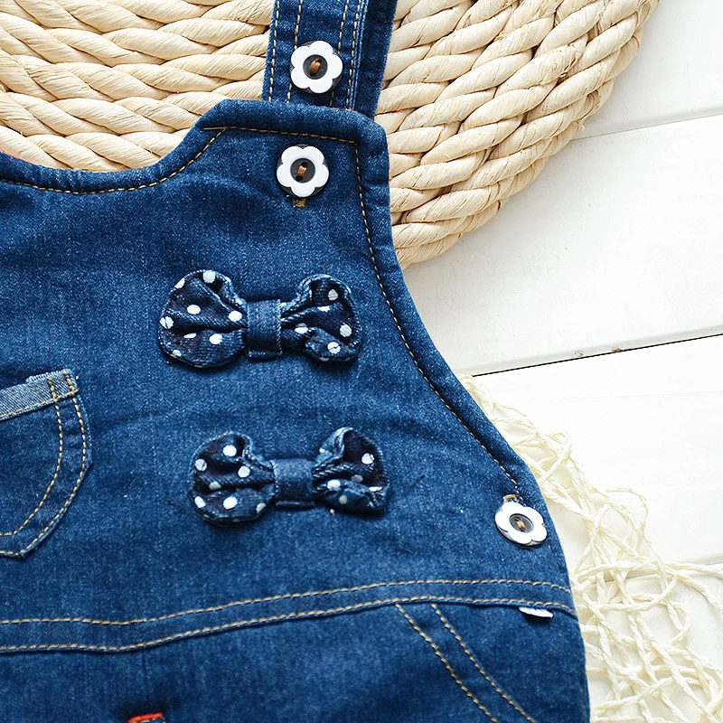 Girls Winter Trousers New Kids Fashion Cotton Thick Cartoon Pants Children Warm Bib Pants For Baby Girls Kids Denim Overalls