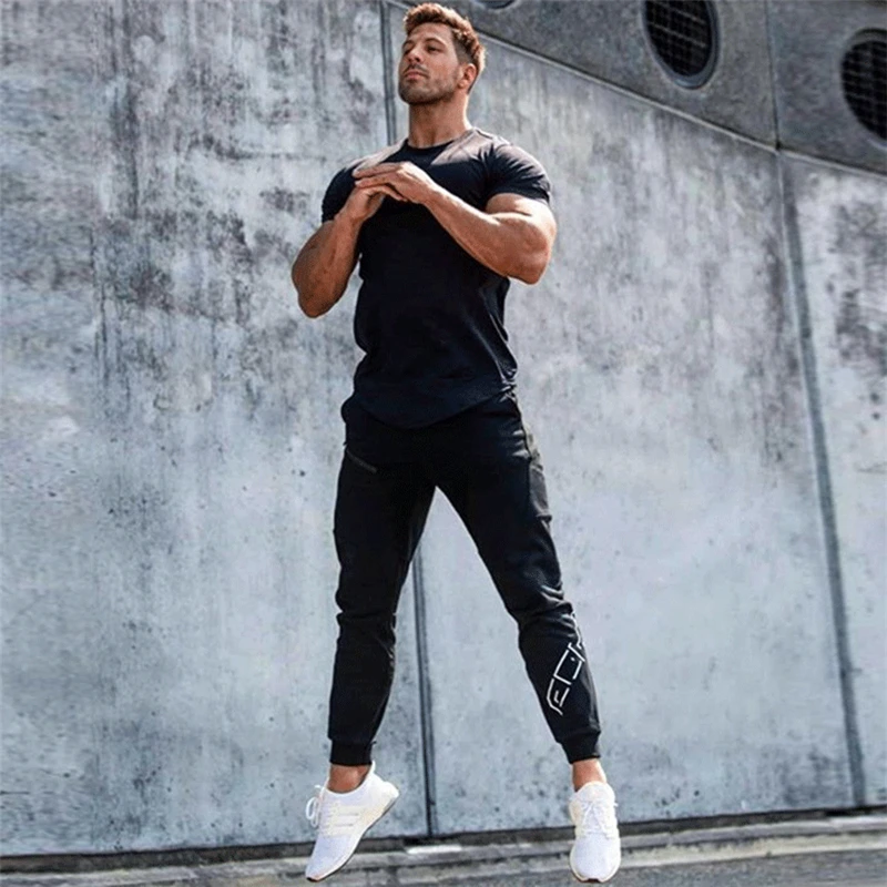 2020 мужская летняя футболка с коротким рукавом для тренажерных залов фитнеса