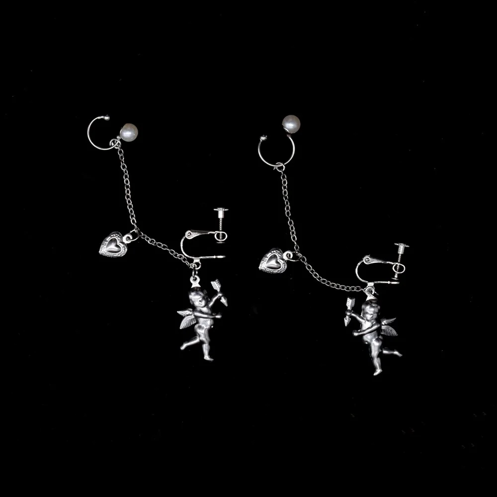 

Korean Fashion Angel Cupid Heart Earrings For Women Jewelry Vintage Lover Earrings Hiphop/Rock Couple Earrings Trendy Wholesale