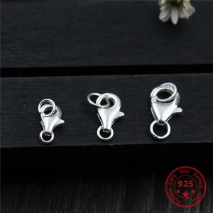 Карабин из стерлингового серебра 925 пробы с карабином для изготовления ювелирных изделий сделай сам, Пружинная Застежка-карабин для браслетов и ожерелий