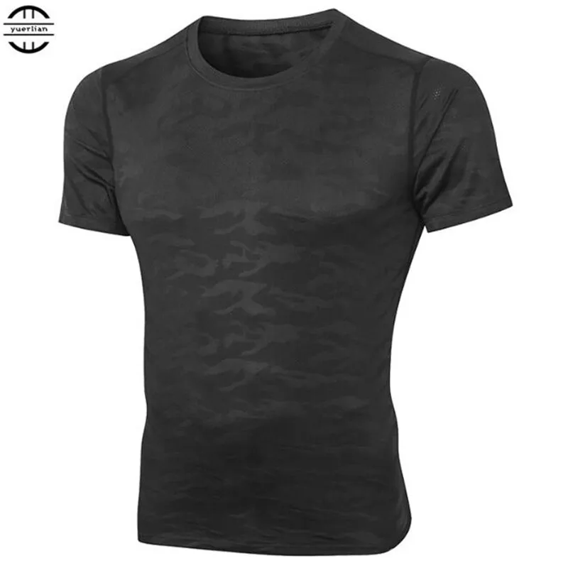10pcs Men Pro Compression Underwear 3D Camo Tight T-shirt, Elastic Anti-Wrinkle Quick-dry Wicking Sport Fitness Short Sleeve Tops