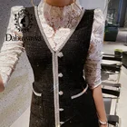 Dabuwawa винтажное женское платье с V-образным вырезом на тонких бретельках женское платье с высокой талией Демисезонные женские платья с разрезом DO1DDX003