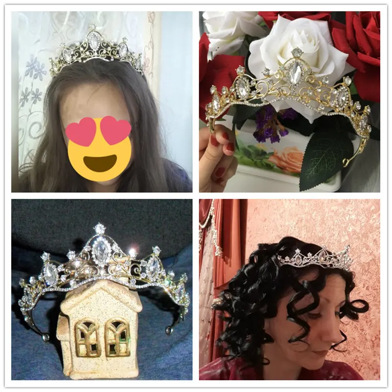 Женская диадема с кристаллами FORSEVEN золотистая или Серебристая инкрустацией