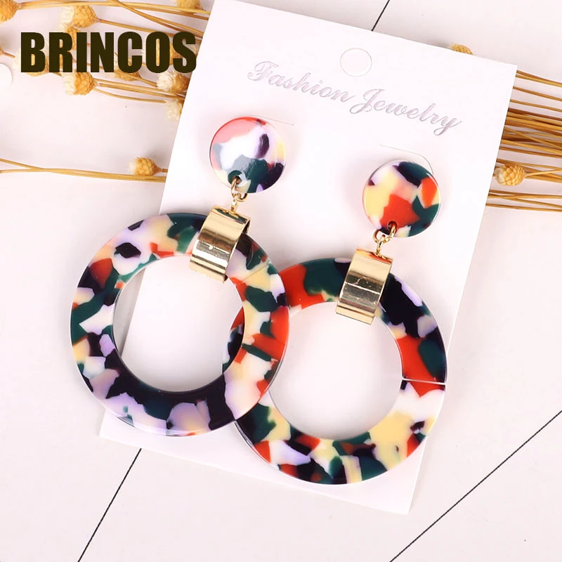 12 Версия handmadeCC сережки blueearringsblueearrings акриловые серьги женские орнаменты богемные золотые осыпающиеся ретро звезды корейские - Окраска металла: 12