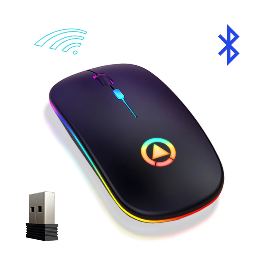 Bluetooth 5 0 2 4G беспроводная мышь перезаряжаемая RGB 7 цветов светодиодный подсветка
