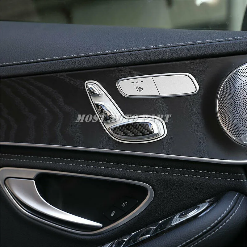 

Carbon Fiber Interior Seat Adjust Button Cover Trim For Mercedes Benz C Class W205 2015-2021 6pcs Car Decoration Car Trim