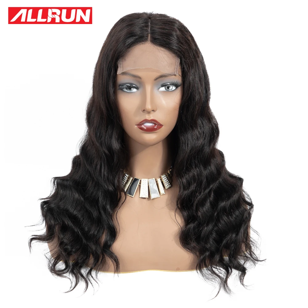 Allrun, 4*4, парик на шнурке, малайзийские человеческие волосы, парики, объемная волна, 130%, низкий коэффициент с детскими волосами, не Реми, короткий Боб, парик на шнурке