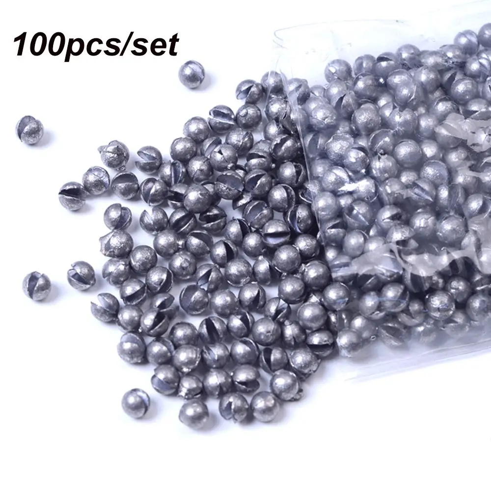 

100Pcs G4-7B Carp Fishing Solid Oval Split Shot Lead Explosion Sinker Fishing Lure weight Auxiliary Fishing Tackle