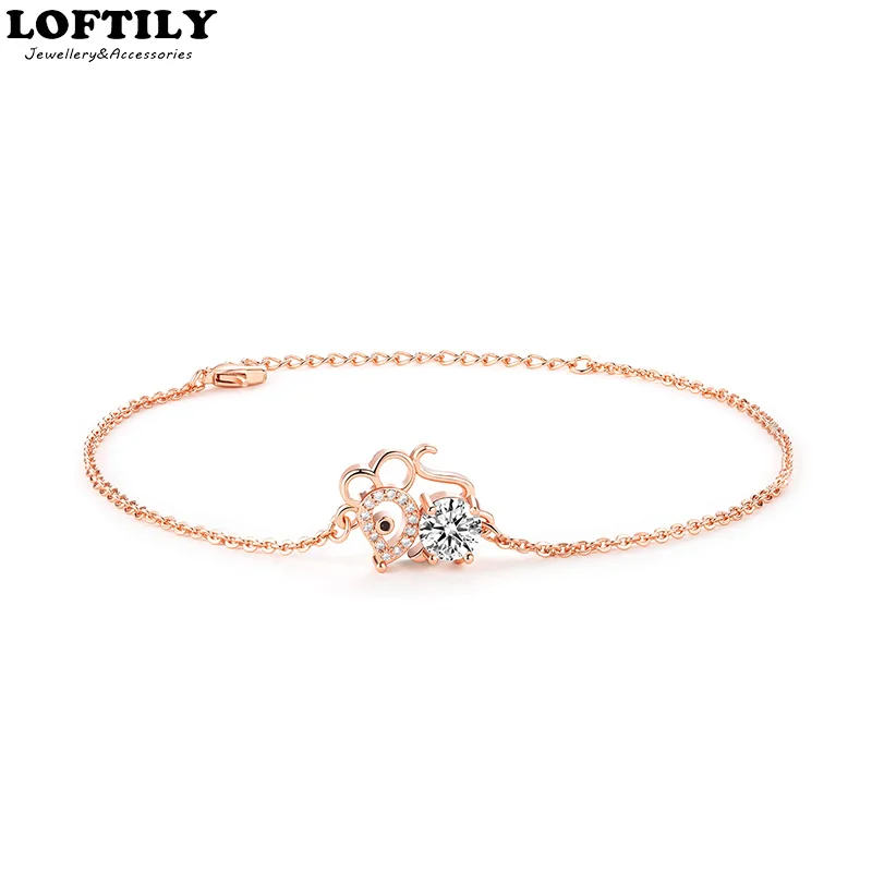 

Cute Mouse Zodiac Chain Bracelets for Women Silver Plated Rose Gold Plated Birthday Gift For Girl Family Friends Bangles Jewelry