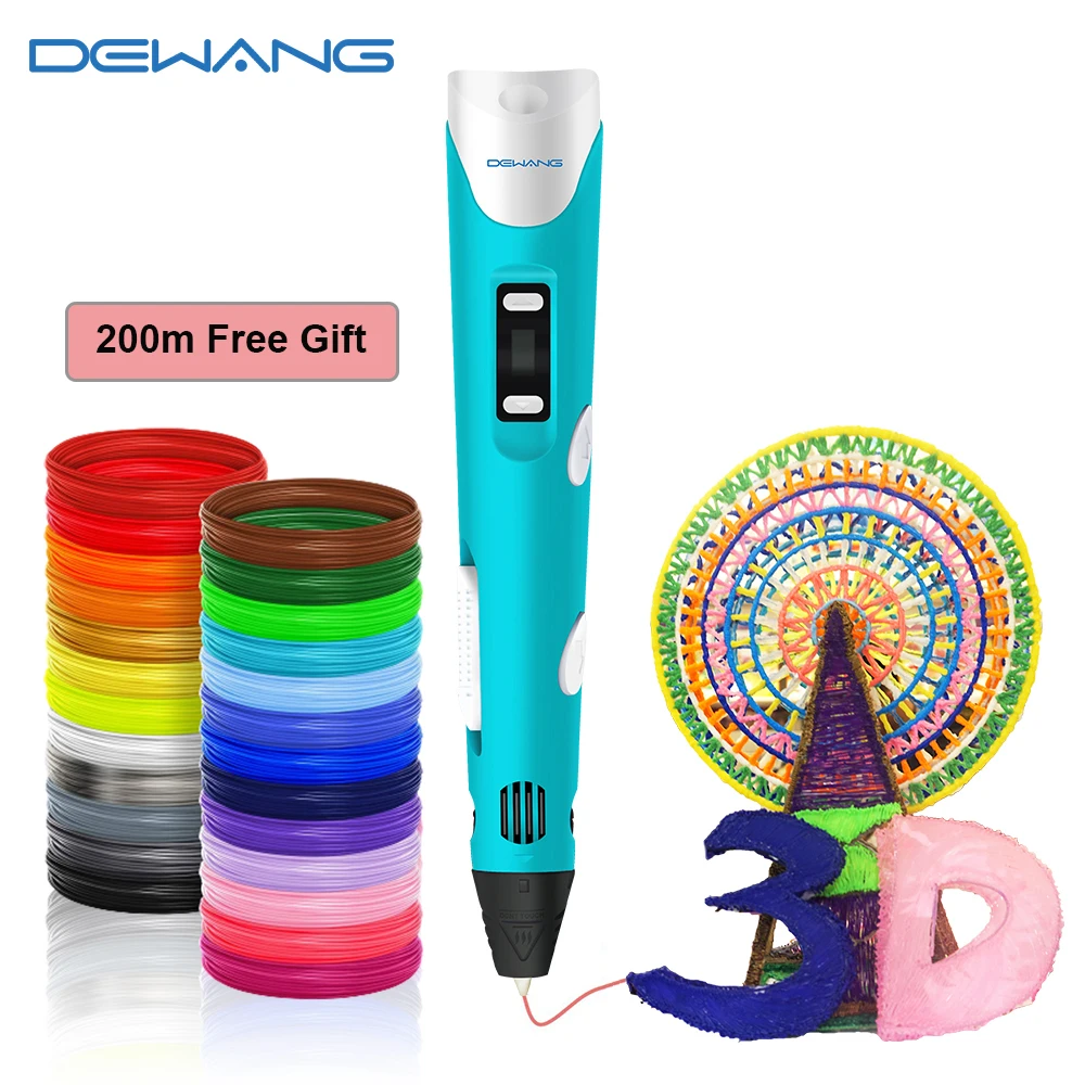 

DEWANG Новое Продукты 3D Ручка Искусство Рисовать В Воздухе Интеллектуальная Печать Ручка с ЖК-Дисплей И Бесплатные 9 м пластик