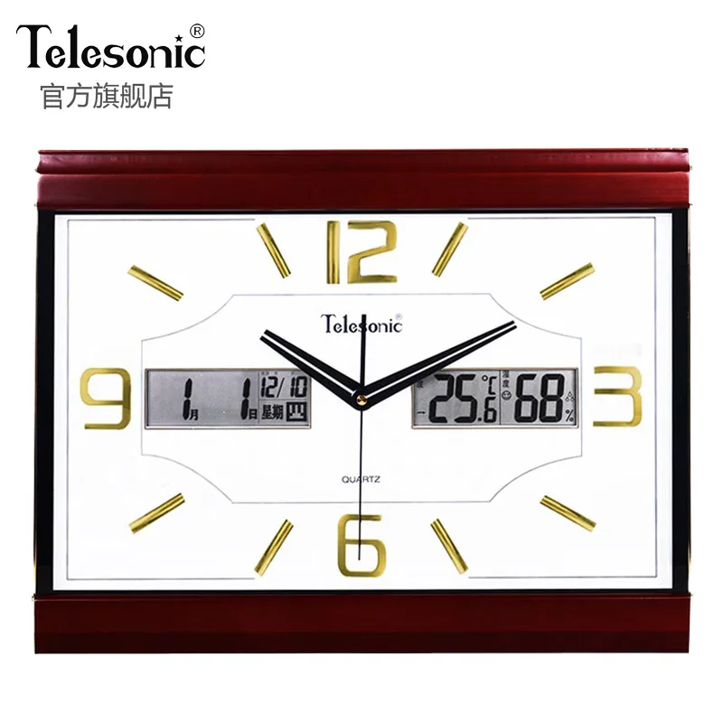 

Современные Простые настенные часы с календарем, бесшумные квадратные настенные часы для гостиной, винтажные электронные термодекоративн...