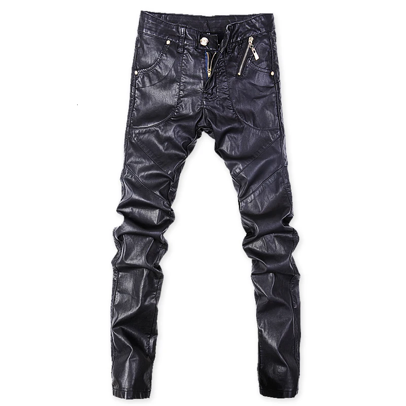 

SOUL OF TIGER Korean Fashion Casual Pu Trousers Men Oversized Vintage Leather Pants Loose Biker Harem Pants Winter Warm Pantalon