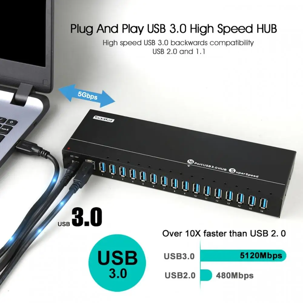 Sipolar A316 16 портов промышленный металл USB 120 синхронизация данных и зарядный