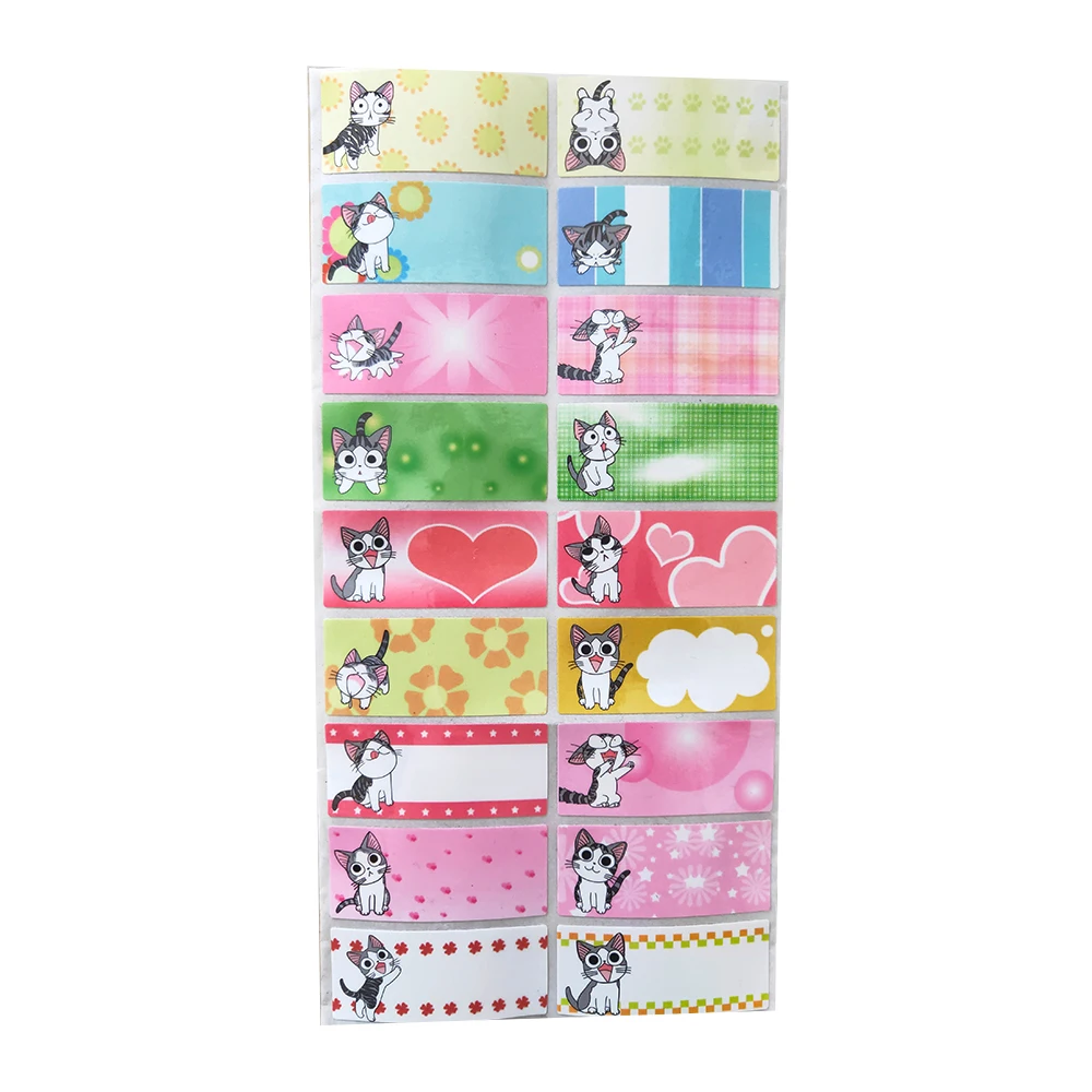 DIY Cartoon Cat Pattern Waterproof Blank Name Stickers Custom Girl Personal Sticker Personalized Handwritten Stationery Label | Дом и сад