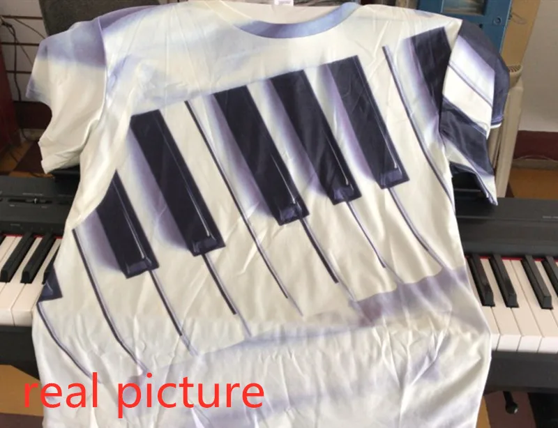 Все печатные фортепиано 3D футболки Мужчины Женщины 2019 Мода хип хоп Уличная с