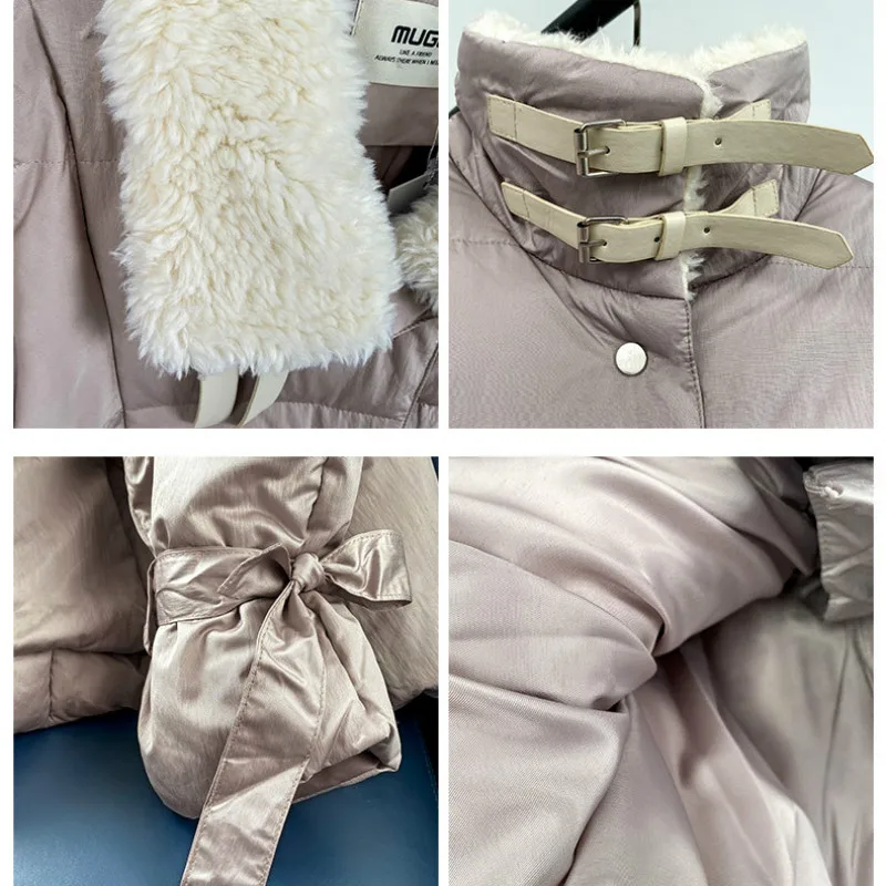 

Autumn and winter new fashion fur collar cotton-padded clothes blue warm bread clothes all-match cotton-padded clothes women