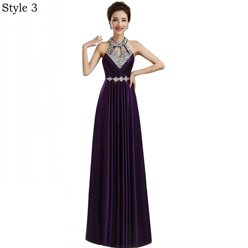 [Clearance Sale] Chiffon Long Evening Dress Formal Dresses Evening Gown Elegant Beaded Boidce with Zipper Back - Цвет: Style 3