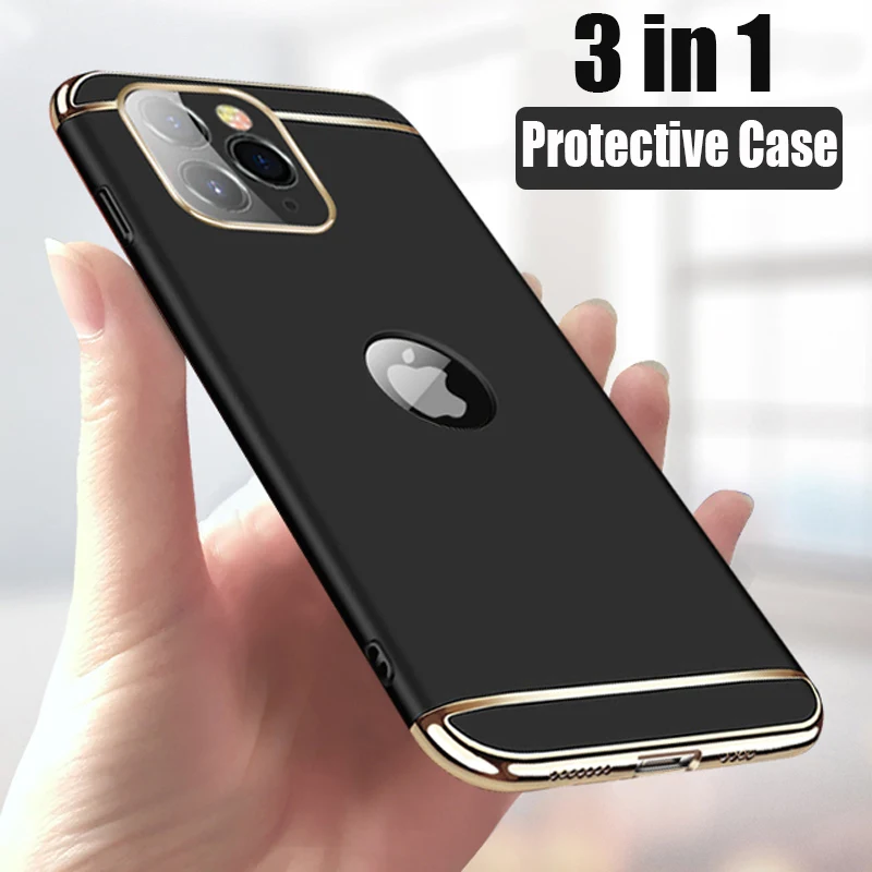 Luxury Plating 3 in 1 Phone Case For iPhone 12 11 Pro Max Shockproof Back Cover iPhone 5 5s se 6 6s 7 8 Plus X Xr Xs Max Case