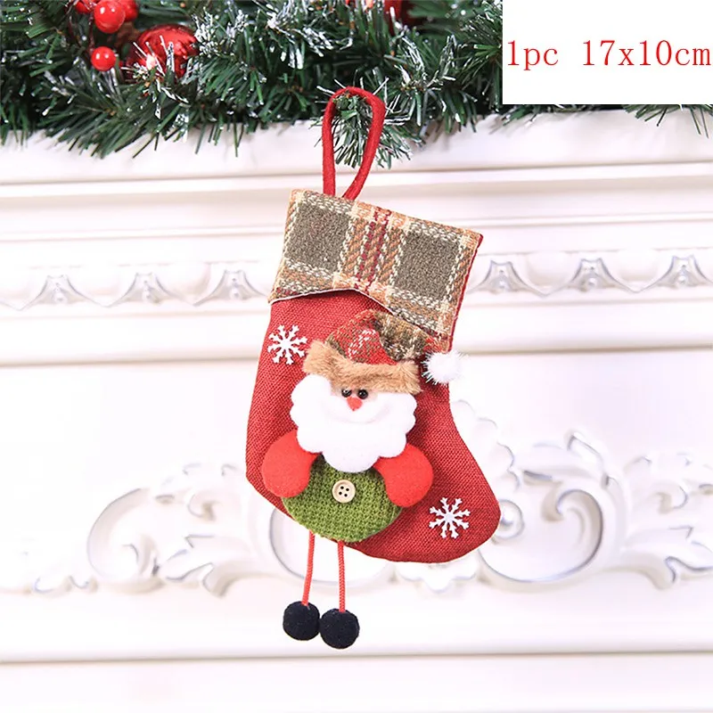 5pc 17x10cm Рождественские чулки, носки, кошка, собака, лось, Navidad, год, мешок для конфет Рождество, украшения, рождественские елки, вечерние подарочные сумки для детей - Цвет: 5pc 17x10cm