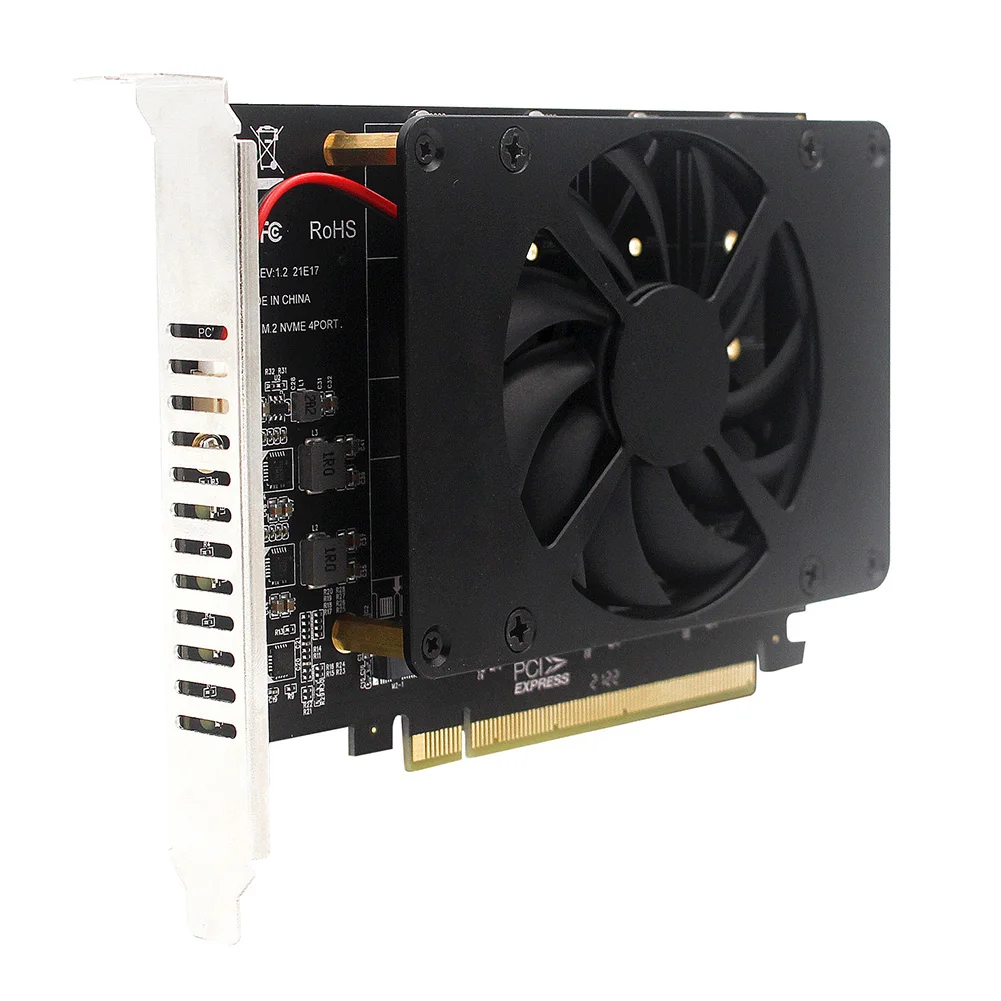 

Адаптер NVMe M.2 на PCIe X16, 4 порта, SSD, PCI Express