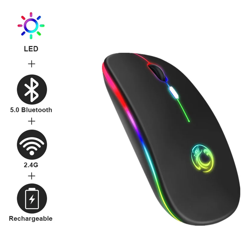 

Wireless Bluetooth Mouse RGB Charging Mouse Wireless Computer Mute Muse LED Light Ergonomic Backlight Gaming Laptop USB Mouse