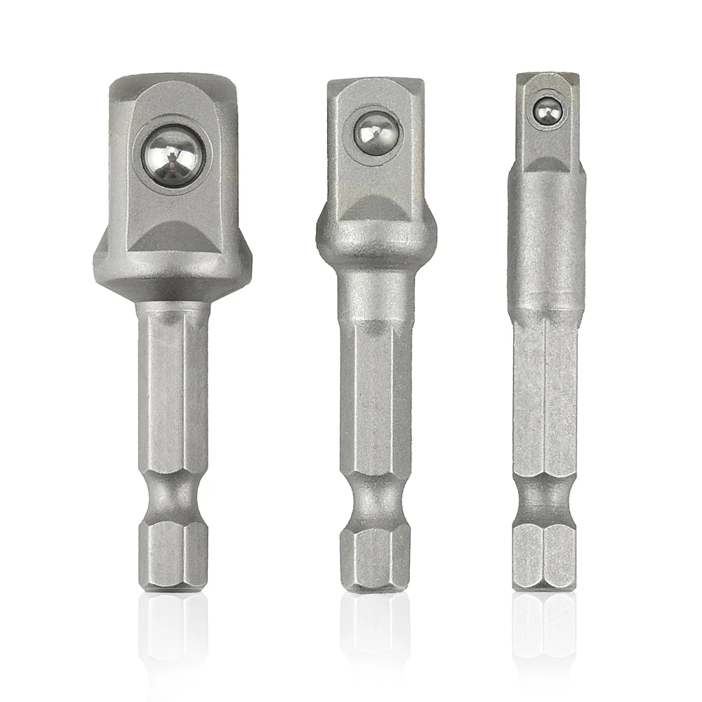 3pc Socket Adapter NEWACALOX 3 шт./компл. высокое Скорость Сталь гнездо адаптера набор 1/" Шестигранным хвостовиком Мощность инструменты аксессуары расширение Набор бит 1/4" 3/" 1/2" - Цвет: 3pc Socket Adapter