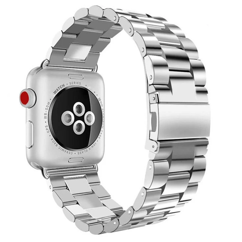 Ремешок для Apple Watch Series 5 4 3 2 Band 42 мм 40 44 черный браслет из нержавеющей стали iWatch 38