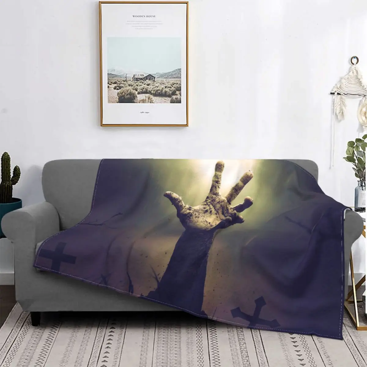 

Dark Grave Hand Flannel Throw Blankets Halloween Horror Blankets for Bed Bedroom Lightweight Bedroom Quilt