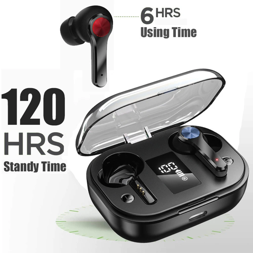 

T28 TWS Wireless Earphone Bluetooth 5.1 Noise Reduction In Ear Headset HD LED Digital Display Earbuds with Mic