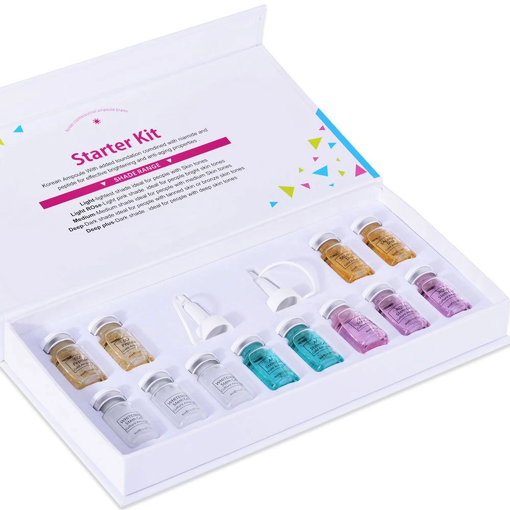 Корейский Макияж BB крем Ampoule Meso отбеливающая сыворотка стартовый набор микс оттенков осветляющая основа исцеление, лечение крем - Цвет: serum  kit