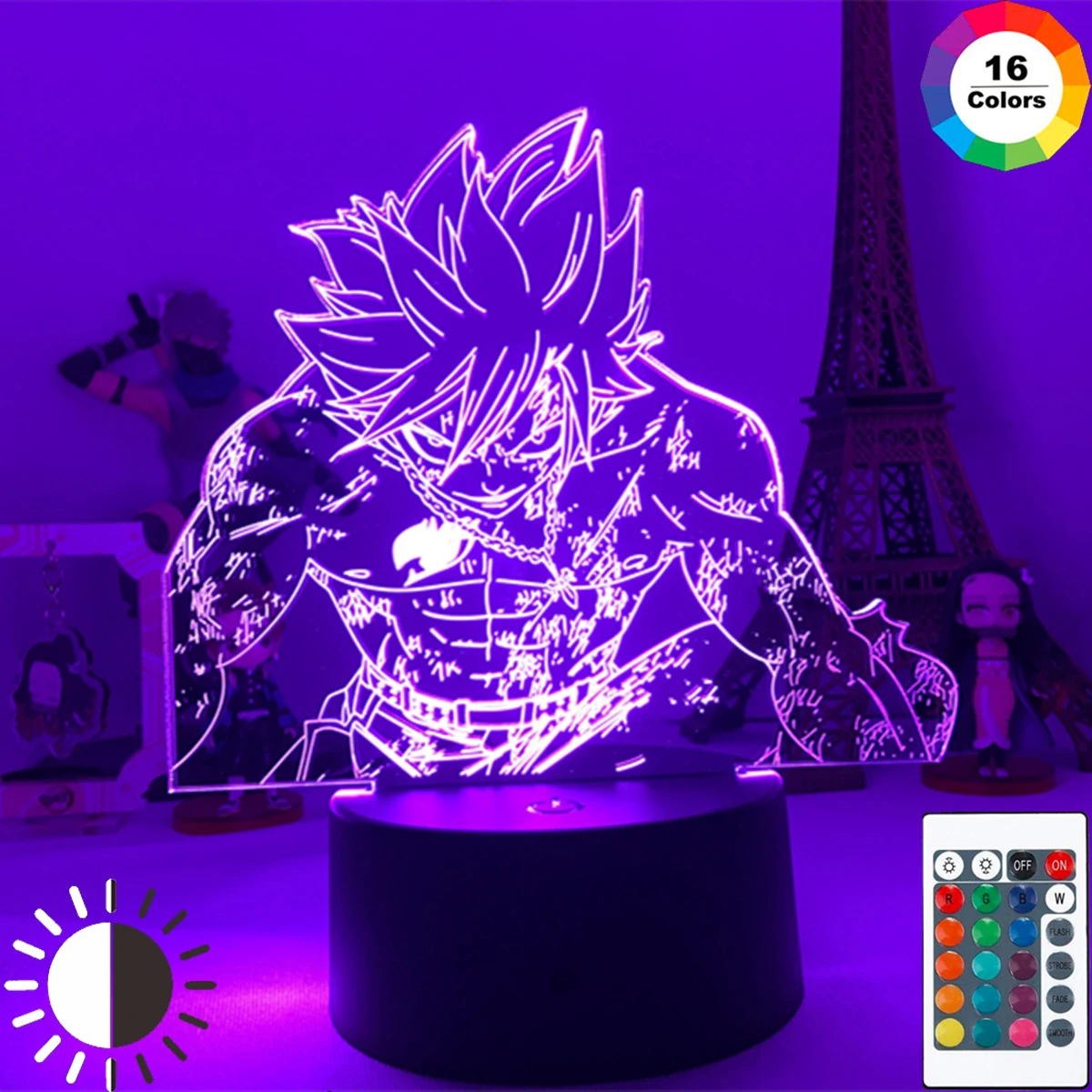 

Anime Delineascope Lamp Fairy Tail Natsu 3D Night Light Comics LED Lamp Bedside Room Lamp Bedroom Decoration Model Toy Statue