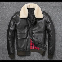 free shipping 2021 brand new winter warm plus size bomber genuine leather jacket classic casual g1 cowhide coat quality sales