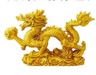 

Copper-like Dragon and White Tiger Handicraft Hanlong Town House Zodiac golden dragon handicraft decoration