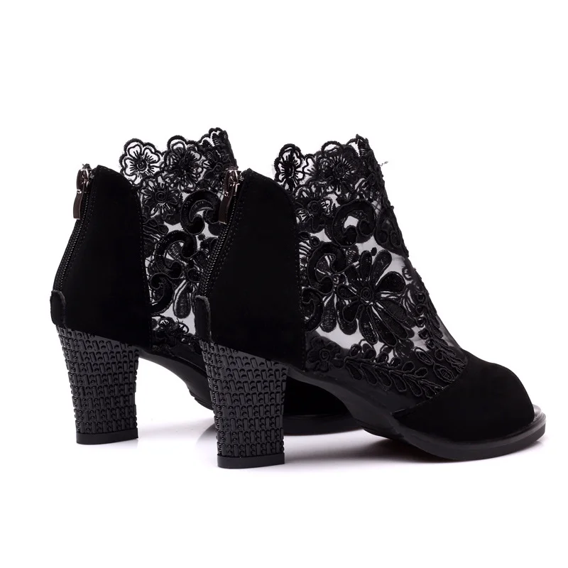 Летние сетчатые сандалии QWEDF с открытым носком привлекательные Туфли на каблуке