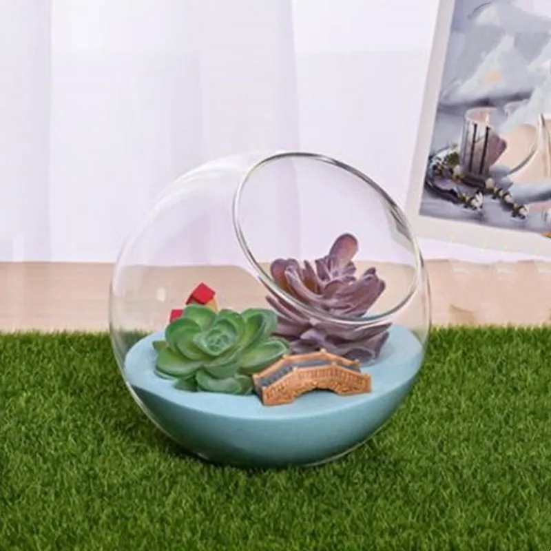 

Free Shipping Diameter=8cm Small Size Side Open Glass Terrarium Vase Home Decoration Creative Aquarium Fishbowl Friend Gift