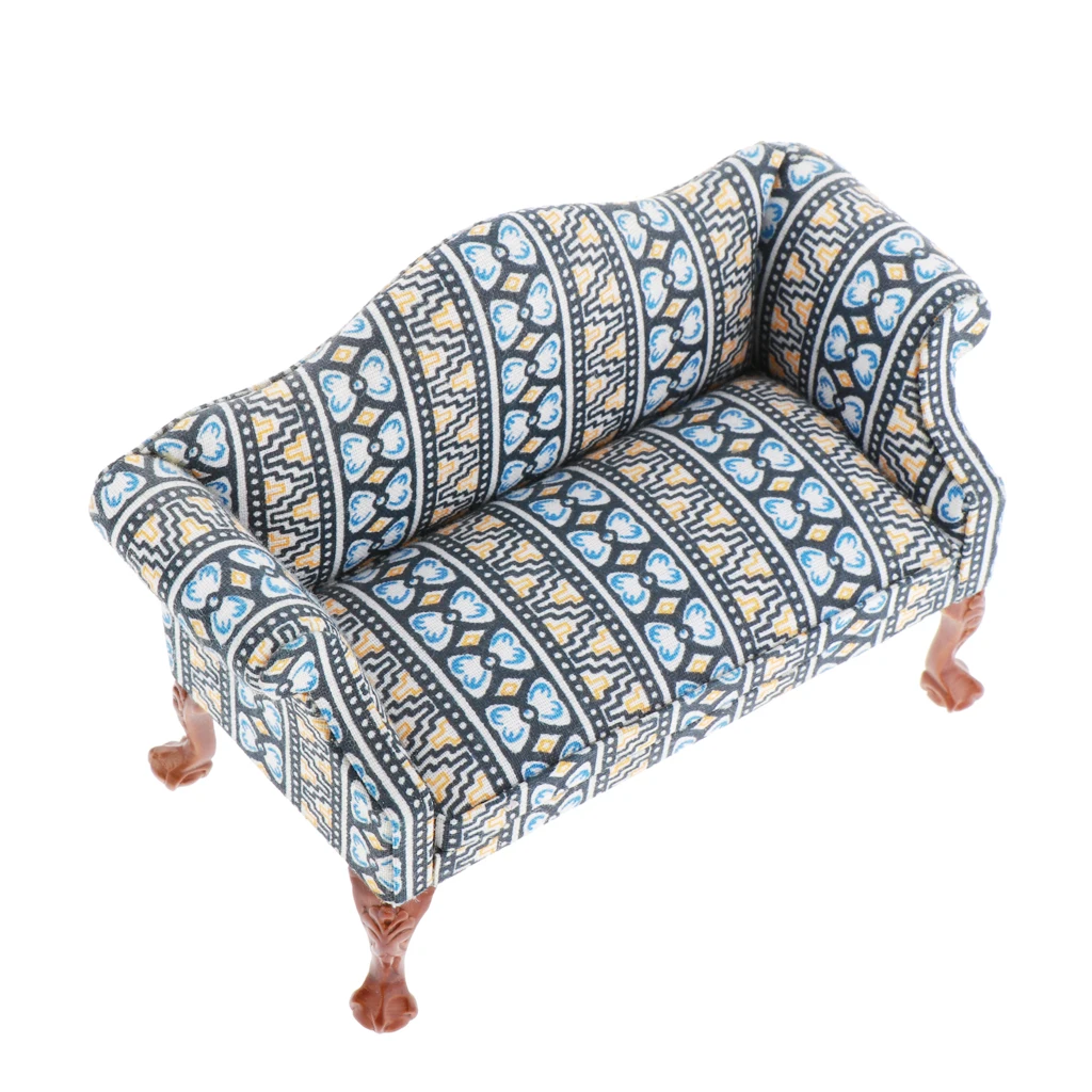 Аксессуары для кукольного домика 1/12 весы миниатюрный диван Loveseat игрушки для кукол для дома гостиной Декор-темно-синий